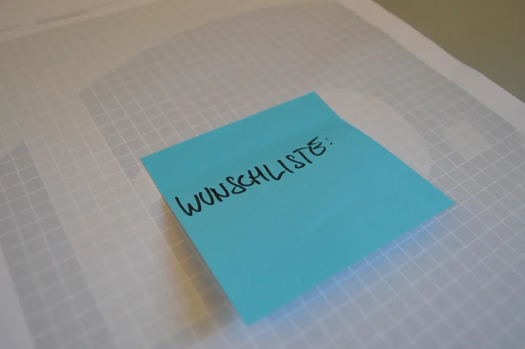 Posit beschriftet mit "Wunschliste"
